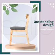 Levede 4xDining Chairs Kitchen Chair Natural Wood Linen Fabric Cafe Lounge