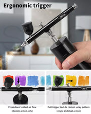 Traderight Airbrush Kit Compressor Cordless Dual Action USB Portable Spray Paint