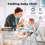 Bopeep Baby High Chair Folding Double Trays Adjustable Height Wheel Eating