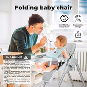 Bopeep Baby High Chair Folding Double Trays Adjustable Height Wheel Eating