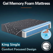 King Single 27cm Euro Top Hybrid Mattress with Gel Memory Foam & Pocket Springs for Cool, Comfortable Sleep
