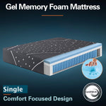Single 27cm Euro Top Hybrid Mattress with Cooling Gel Memory Foam & Pocket Springs for Cool, Pressure-Relieving Sleep