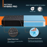 King 27cm Euro Top Hybrid Mattress with Gel Memory Foam & Pocket Springs for Cool, Comfortable Sleep