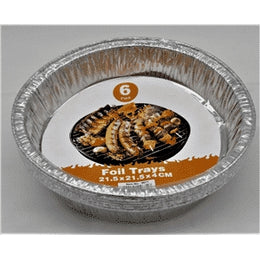 1 Pack 6 pcs round Foil Trays 21.5x21.5x4cm
