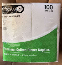 1 Pack Premium White Quilted Dinner Napkin 2-Ply GT Fold 40x40