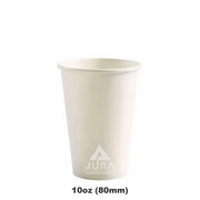 10oz (80mm) White Single Wall Coffee Cups