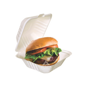 Pack 125pcs 6x6x3 – Bagasse Burger Clamshell