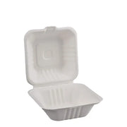 Pack 125pcs 6x6x3 – Bagasse Burger Clamshell