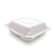 Pack 100pcs 9x9x3 – 3 Compartment Bagasse Dinner Clamshell