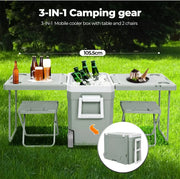 New 32L Cooler Ice Box With Table Chair $160 Portable Wheeled Camping Outdoor Picnic Party 48hrs Cooler, 24hrs Heat