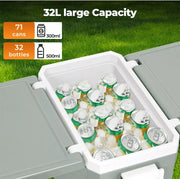 New 32L Cooler Ice Box With Table Chair $160 Portable Wheeled Camping Outdoor Picnic Party 48hrs Cooler, 24hrs Heat