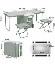 New 32L Cooler Ice Box With Table Chair $160 Portable Wheeled Camping Outdoor Picnic Party 48hrs Cooler, 24hrs Heat