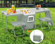 New 32L Cooler Ice Box With Table Chair $160 Portable Wheeled Camping Outdoor Picnic Party 48hrs Cooler, 24hrs Heat
