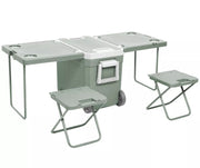 New 32L Cooler Ice Box With Table Chair $160 Portable Wheeled Camping Outdoor Picnic Party 48hrs Cooler, 24hrs Heat
