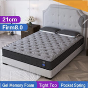New 21cm 8.0 Firm SINGLE KS DOUBLE QUEEN KING MATRESS  Memory Foam Pocket Spring For Bedroom Home Hotel Furniture
