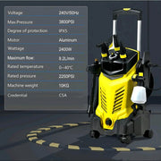 New 3800PSI High Pressure Water Machine Washer $230 To Clean Car Driveway 7 Bonus Vari-Nozzles 8M Hose 81x33x39cm