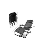 New Zero Gravity Recliner Chair Black – 150kg Adjustable Metal Mesh Lounge w/ Headrest Pillow