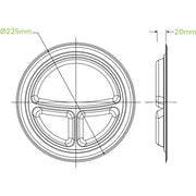 Pack of 25pcs 23cm / 9" 3-Compartment Round Plant Fiber Plate
