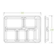 Pack 25pcs 6 Compartment Deep Meal Tray