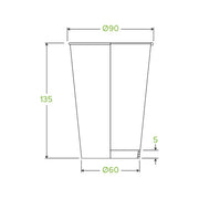 Pack 50pcs 510ml / 16oz (90mm) White Single Wall