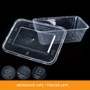 Pack of 50pcs 1000ml RECTANGLE Plastic Containers WITH LIDS