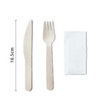 Pack 50pcs 3pcs Wooden Knife Fork Napkin Set