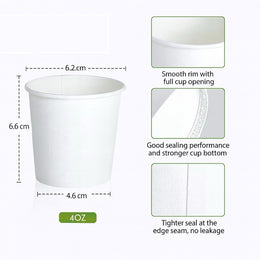 Pack 50pcs 120ml / 4oz (63mm) White Single Wall