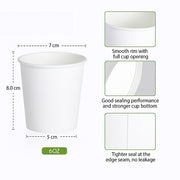 Pack 50pcs 230ml / 6oz (80mm) White Single Wall
