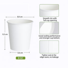 Pack 50pcs 280ml / 8oz (80mm) White Single Wall