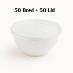Pack 50pcs 1050ml White Noodle Bowls with Lids