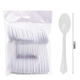 Pack 50pcs White Spoons – Reusable