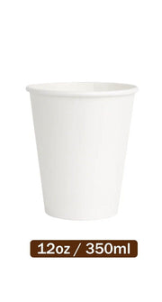 Pack 50pcs 350ml / 12oz (80mm) White Single Wall