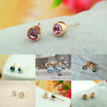 Fashion girl Stunning 18K Rose Gold Stud Earrings Lovely Gift 5MM Diamond New