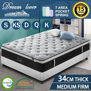 QUEEN KING SINGLE DOUBLE Dream Lover Bedding Mattress Euro top Pocket Spring  AU