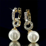 Fashion Pearl Crystal Earrings Drop Dangle Elegant Women Jewelry