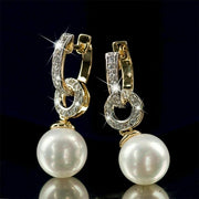 Fashion Pearl Crystal Earrings Drop Dangle Elegant Women Jewelry