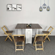 Dining Table and 4 Chairs Set Folding Rectangle Kitchen Table Space Saving