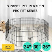 24" 30" 36" 42''8 Panel Pet Playpen Fold Exercise Cage Fence Enclosure Dog Puppy