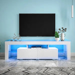 LED TV Cabinet Entertainment Unit Stand White with Storage Drawers