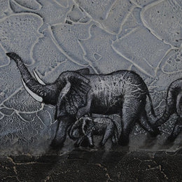 Handmade Canvas Animal Elephant Oil Painting Wall Art Home Decor 70X140cm