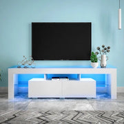 LED TV Cabinet Entertainment Unit Stand White with Storage Drawers