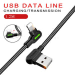 1.2M 90 Degree Angled USB Charger Cable Cord Braided For iPhone 7 8 XS MAX