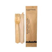 Pack 50pcs 3pcs Wooden Knife Fork Napkin Set